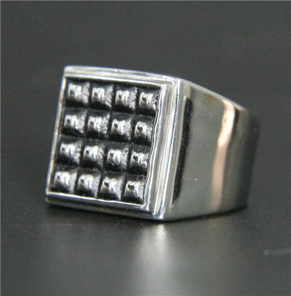 2017 Cool Style Biker 3 Color Square Ring With Hot Black Stainless Steel Mens Fashion Rose Gold |