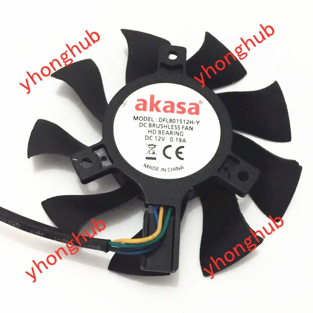 Akasa DFL801512H Y Графический охлаждающий вентилятор DC 12V 0.19A 4 wire|Кулеры и системы