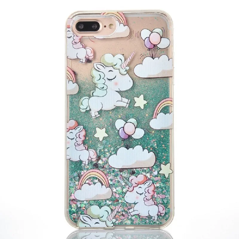 Милый мультфильм Единорог чехол для iphone 8 7 Для женщин блеск plus бампер