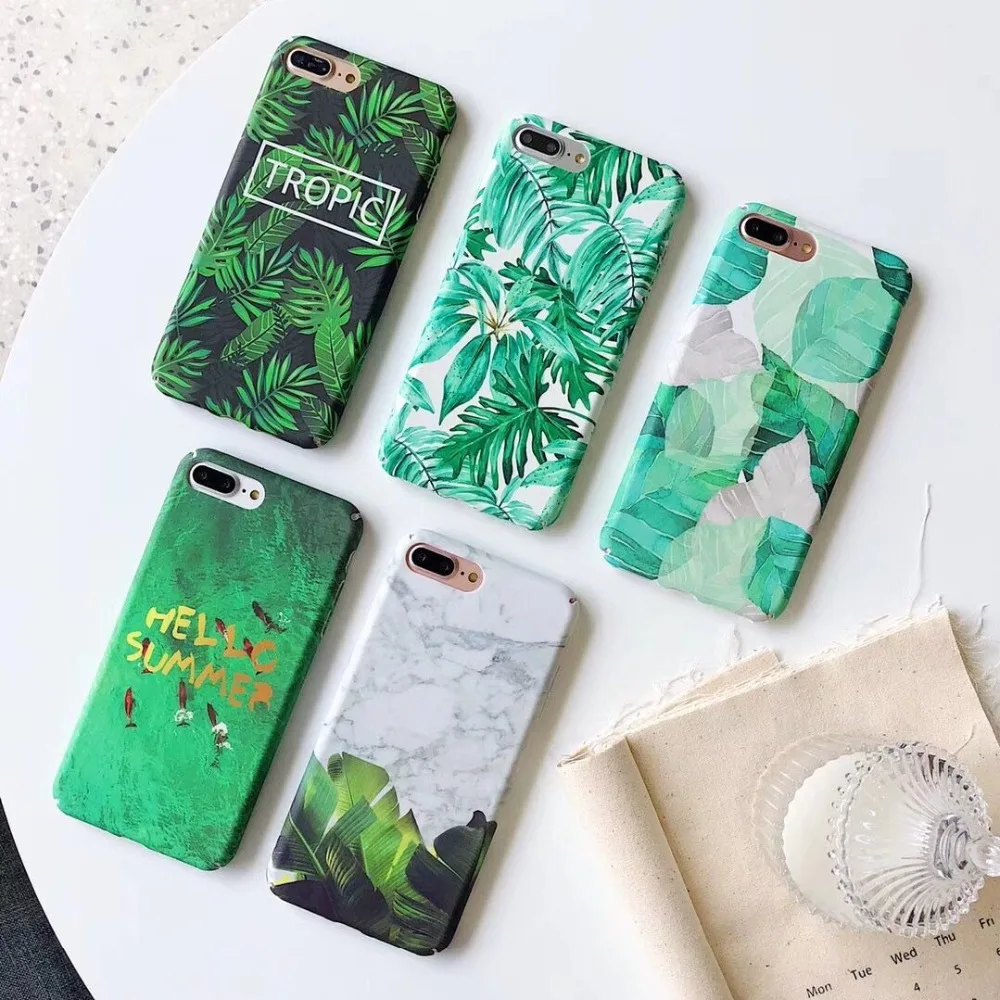 QINUO чехол для телефона для iPhone XR XS Max Модный Твердый защитный чехол с листьями для iPhone X 8 7 6 6s Plus чехол для телефона Fundas