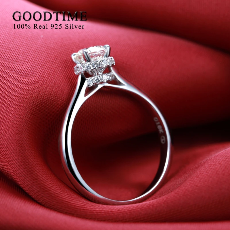 Классические женские обручальные кольца 100% чистое серебро 925 пробы 2 карата