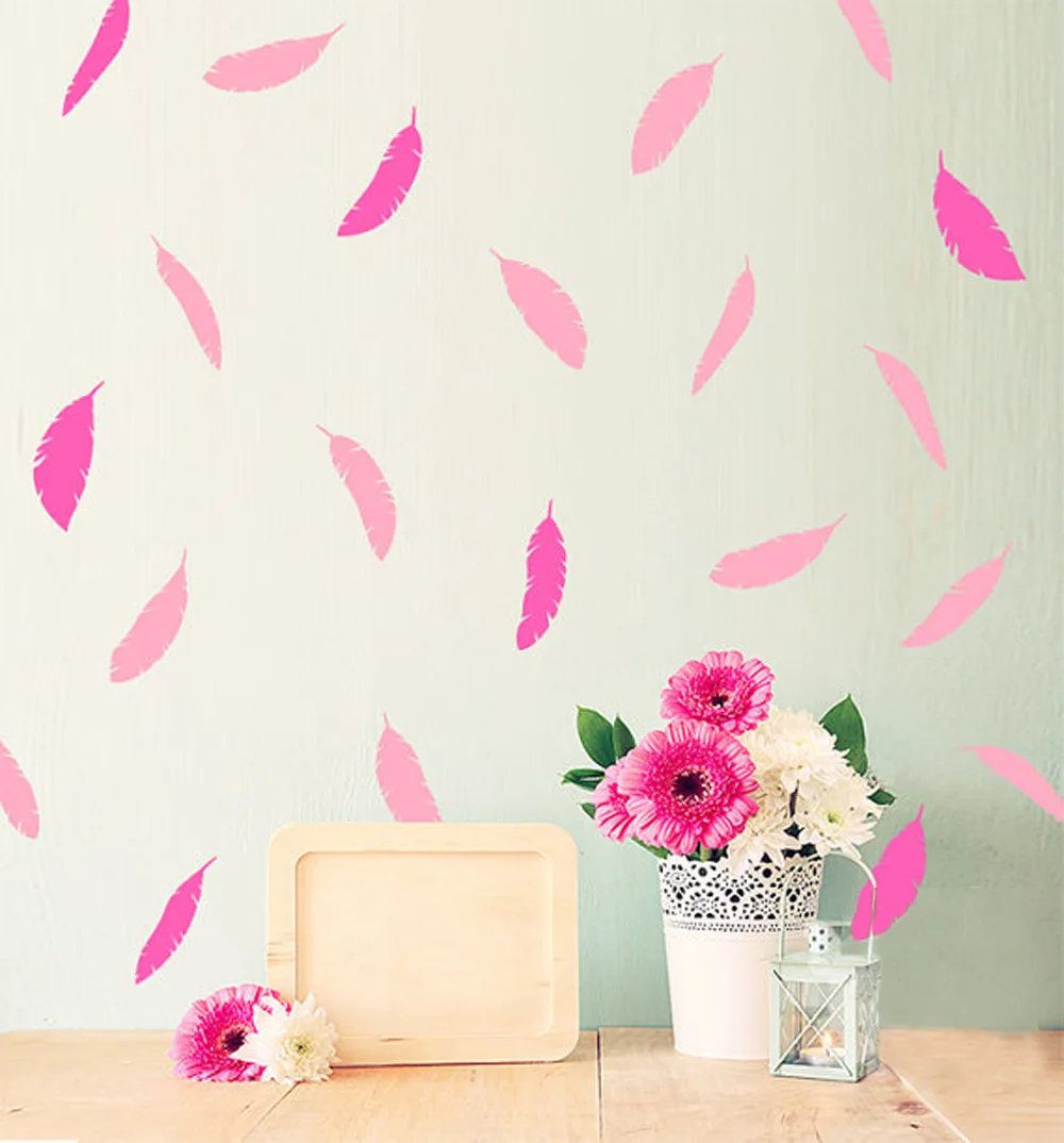 Наклейки на стену с перьями DIY для детской комнаты Декорации дома стены обои
