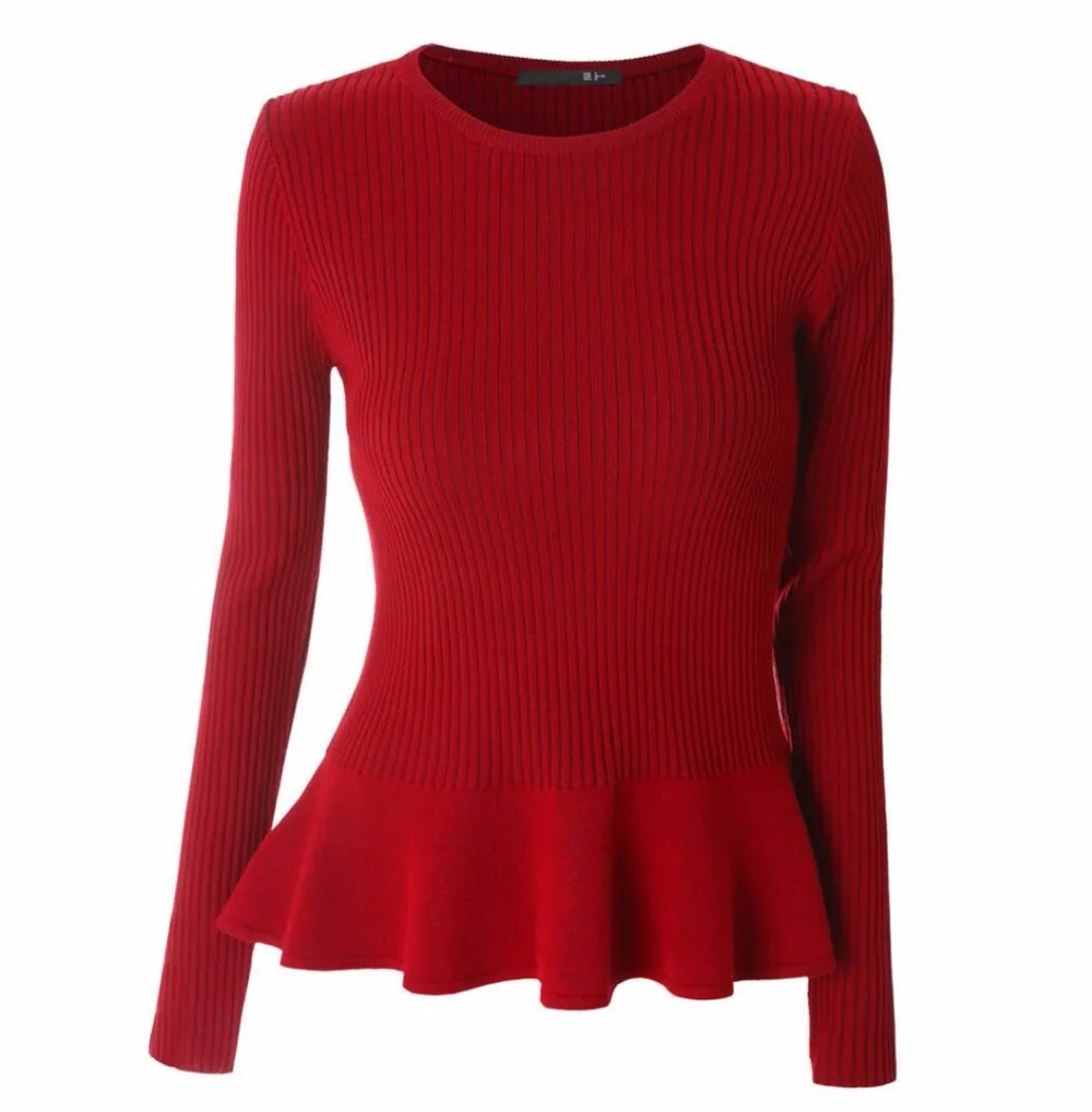 WayToIan/Лидер продаж свитер с круглым вырезом модный однотонный вязаный длинными