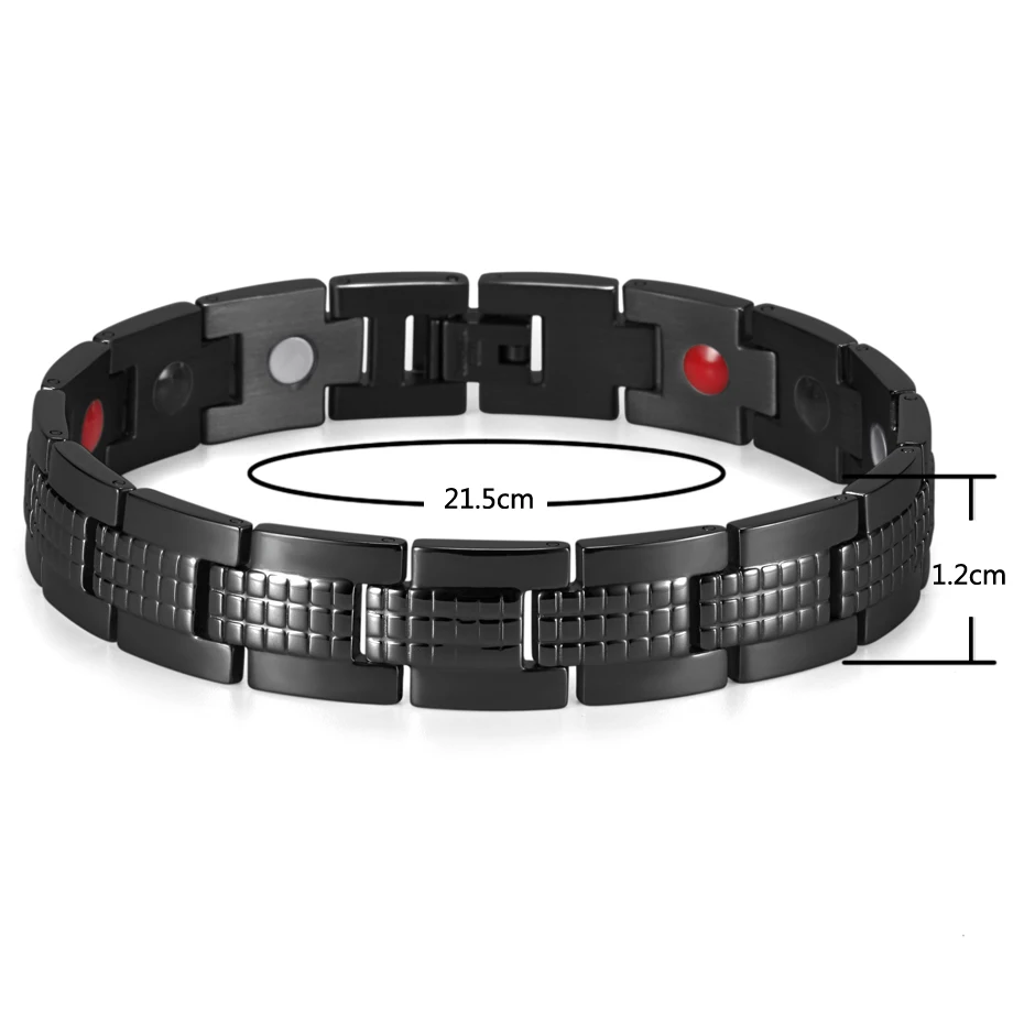 

Rainso Four Elements Germanium Magnetic Energy All Black Stainless Steel Bracelet Men Jewelry OSB-1542BK