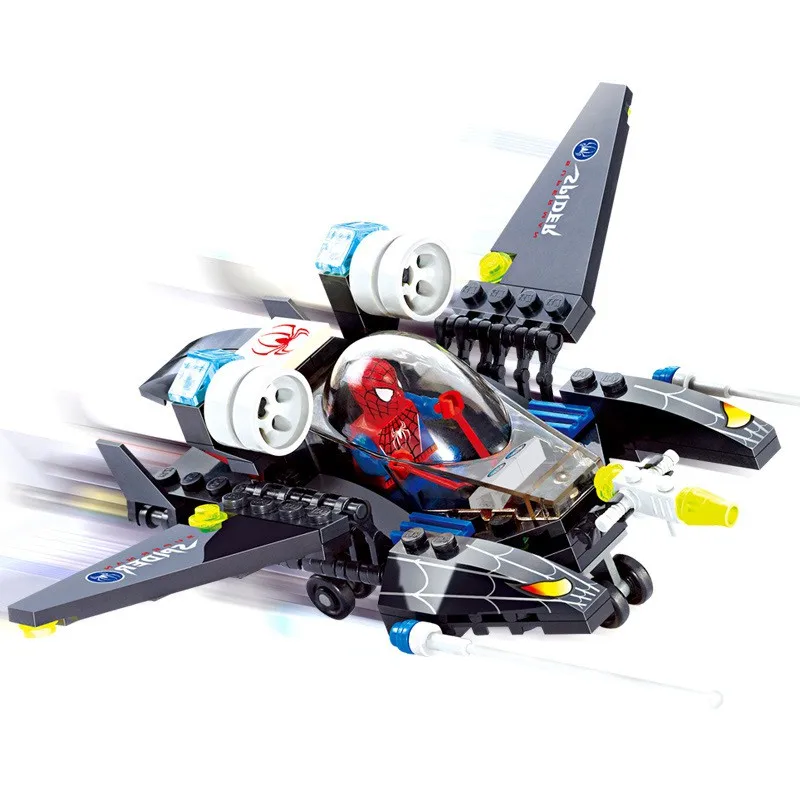 112 шт Супер герой Человек паук Самолет совместимый с Legoings строительные блоки