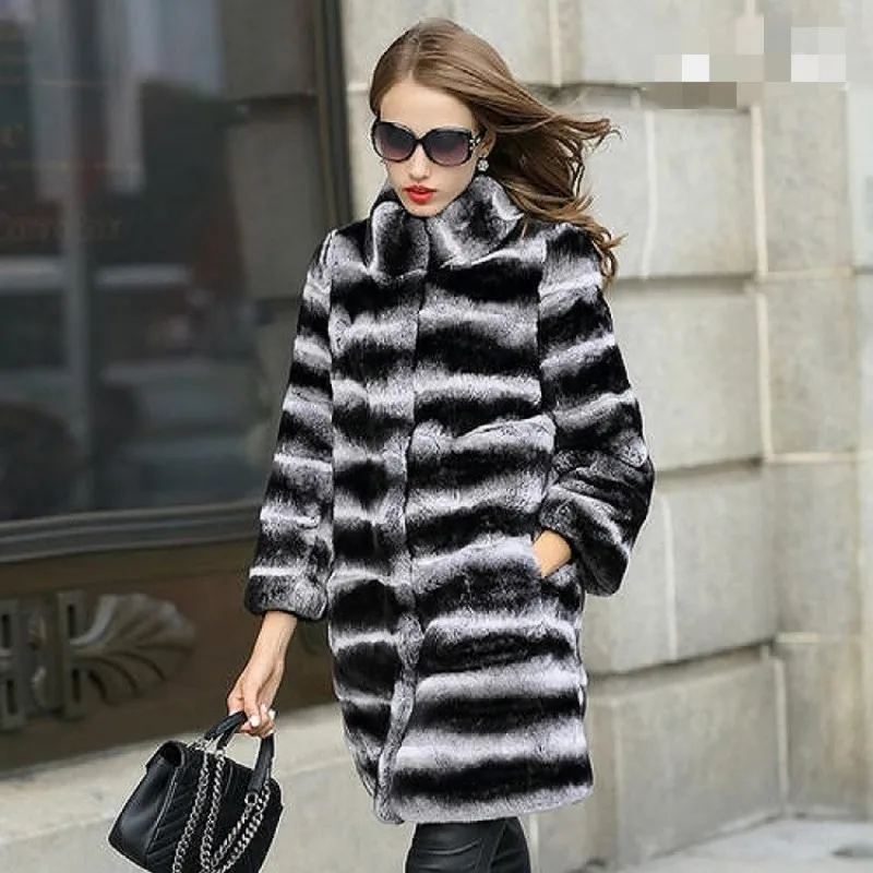 

20201Rabbit Fur Coat Detachable Sleeve Bottom Transformer Demolition Prolonged Warming High Fashion Women Natural Fur Thick