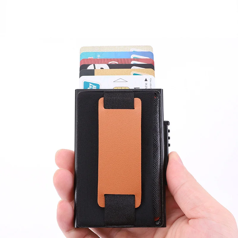 Роскошный кожаный металлический мужской тонкий мини Чехол бумажник с клипсой