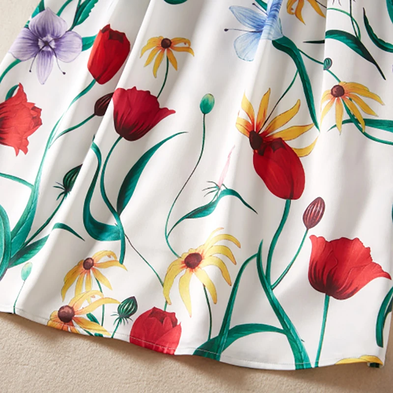 2018 осеннее милое платье с цветочным принтом женское высококачественное модное