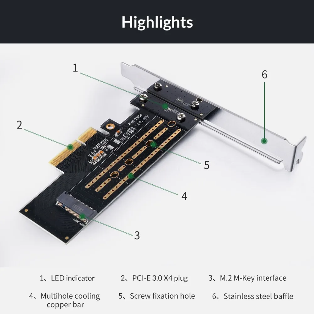 ORICO M.2 NVME к PCI-E 3,0X4 Плата расширения для ноутбука Поддержка Windows XP/7/8/Vista 10