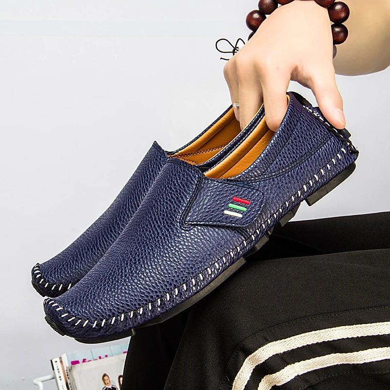 Hot Sale British Style Men Casual Shoes Soft Light Weight Leather Loafers Flats Plus Size Lazy Summer Outdoor | Обувь