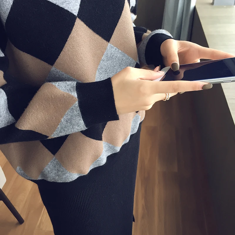 Свитера водолазка длинный рукав обычный пуловер летучая мышь геометрические