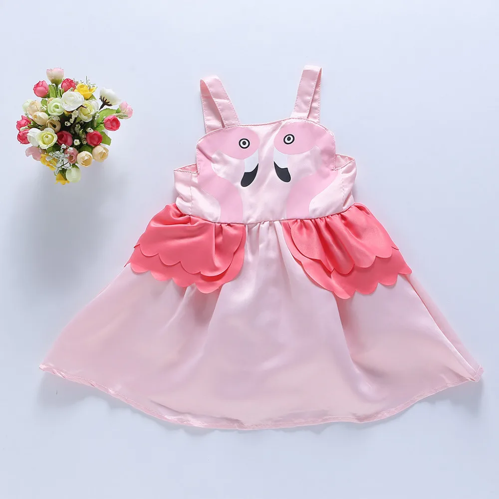 Летнее платье для девочек платья принцессы без рукавов с мультяшным лебедем