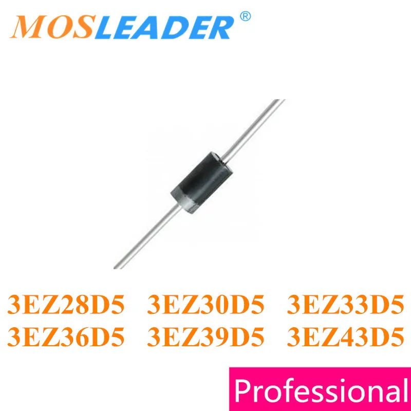 Mosleader 1000 шт DO15 3EZ28D5 28V 3EZ30D5 30V 3EZ33D5 33V 3EZ36D5 36V 3EZ39D5 39 3EZ43D5 43V Высокое качество |