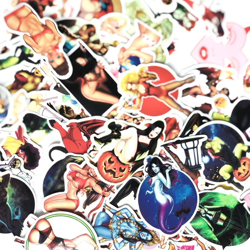 70Pcs Witch Beauty Sexy Girl Graffiti Sticker Luggage Trolley Movie Halle Helmet Decal Anime Cartoon Stickers | Игрушки и хобби
