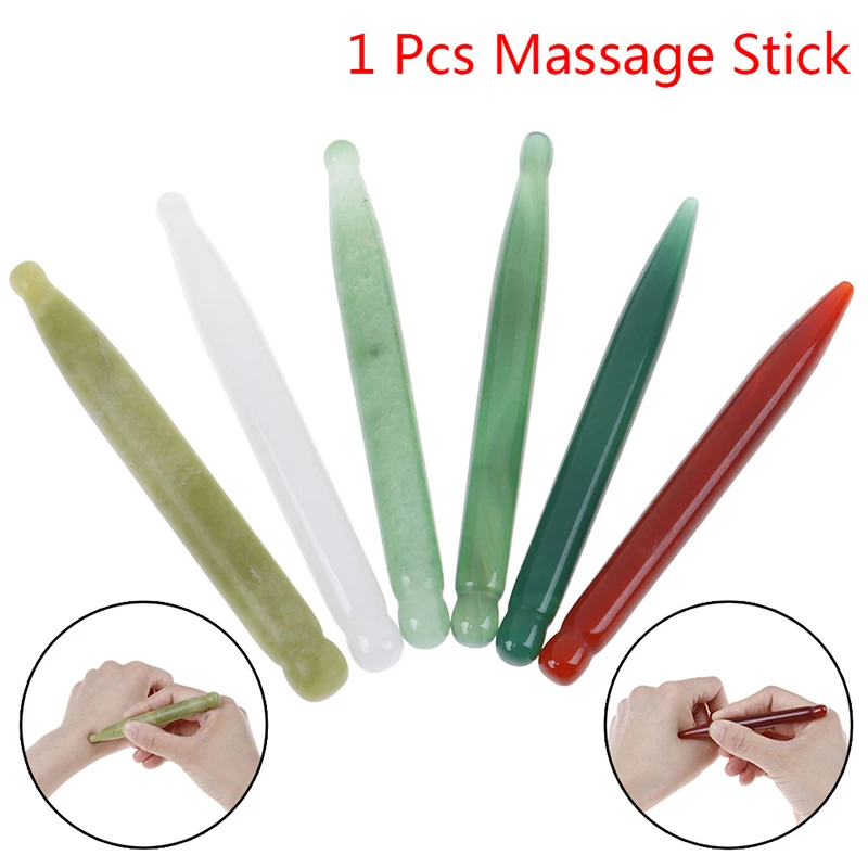

Natural Jade Face Acupuncture Point Guasha Massage Stick Handmade SPA Therapy Rose Quartz Jade Stone Gua Sha Scraping Massager