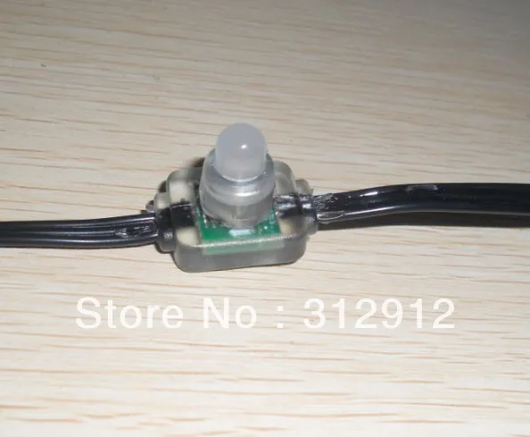 ws2811 chip,full color led smart pixel node,DC5V input,50pcs a string,with all black cable;injection molding type