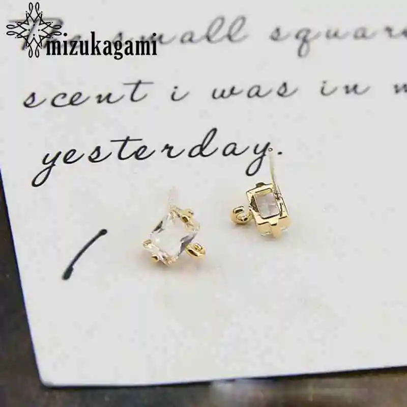4 High Quality Golden Zircon Crystal Geometric Base Earrings Connector 10pcs/lot For DIY Fashion Drop Earrings jewelry Accessories - Color: 4
