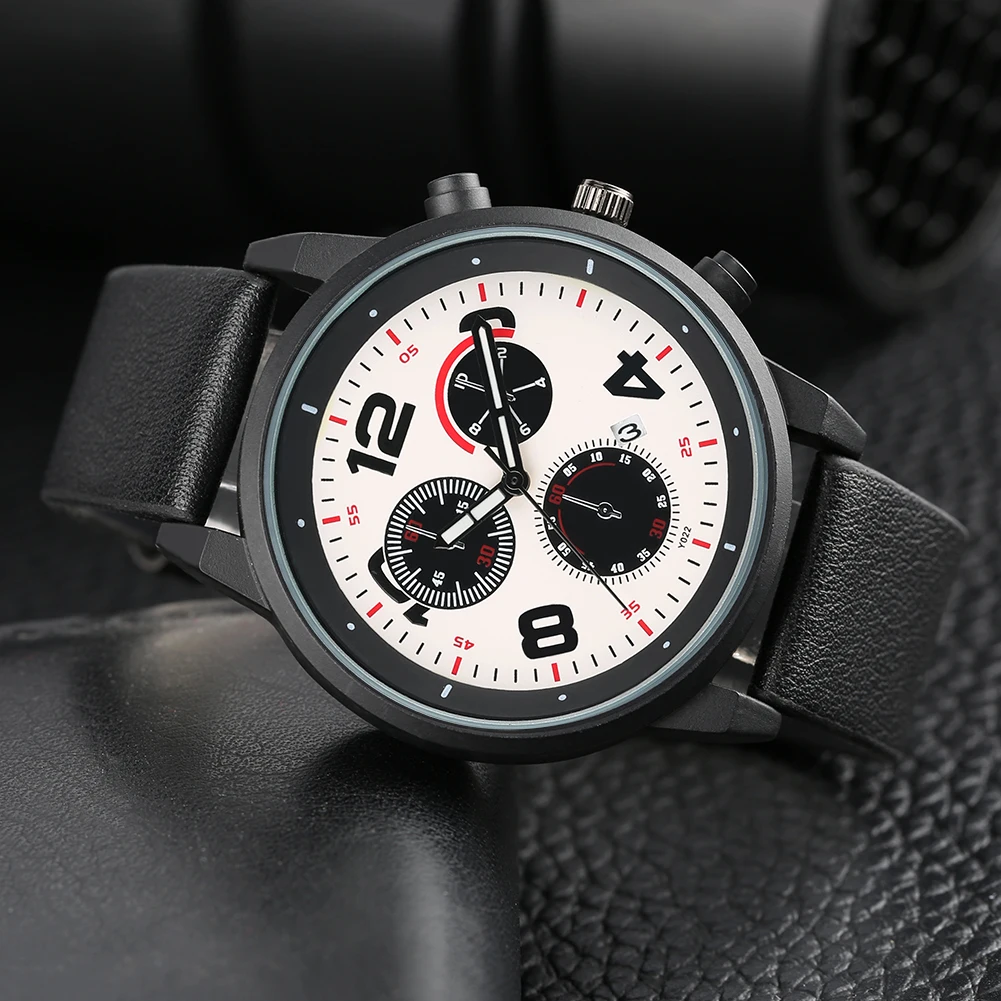 Для мужчин кожаные кварцевые часы Элитный бренд Бизнес простой дизайн Высокое