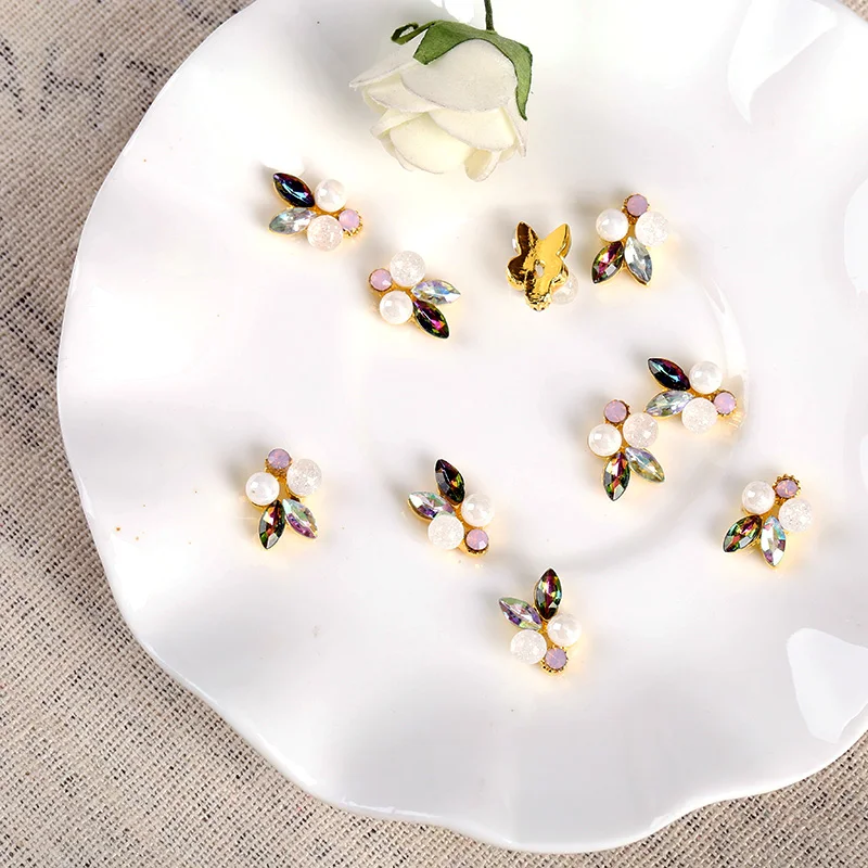 10 шт./упак. аксессуары для ногтей металлические блестящие украшения красочные