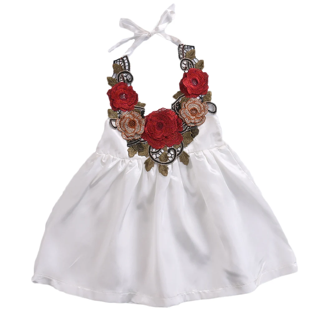 Toddler Kids Baby Girls Flowers Party Dress Formal Dresses Cute 3D Rose Princess Clothes Summer 6M-5T | Детская одежда и обувь