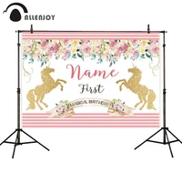 allenjoy professional photography background colorful flowers cluster decoration golden unicorn birthday background photobooth