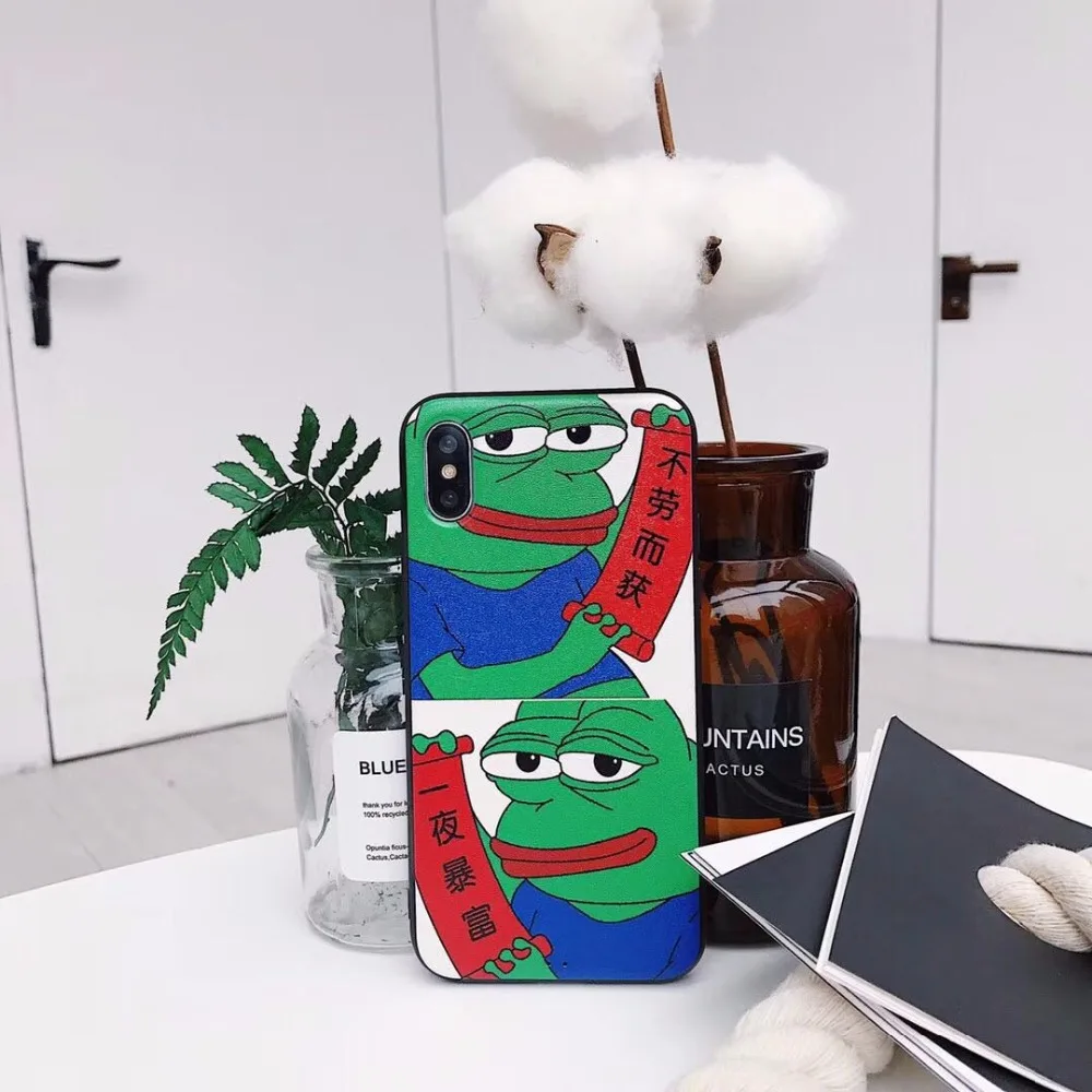 Japan Super Popular Sad Frog 3D Relief Silk Pattern TPU Case Cover For Iphone6 6S 7 7S 8 6P 7P 8P X |