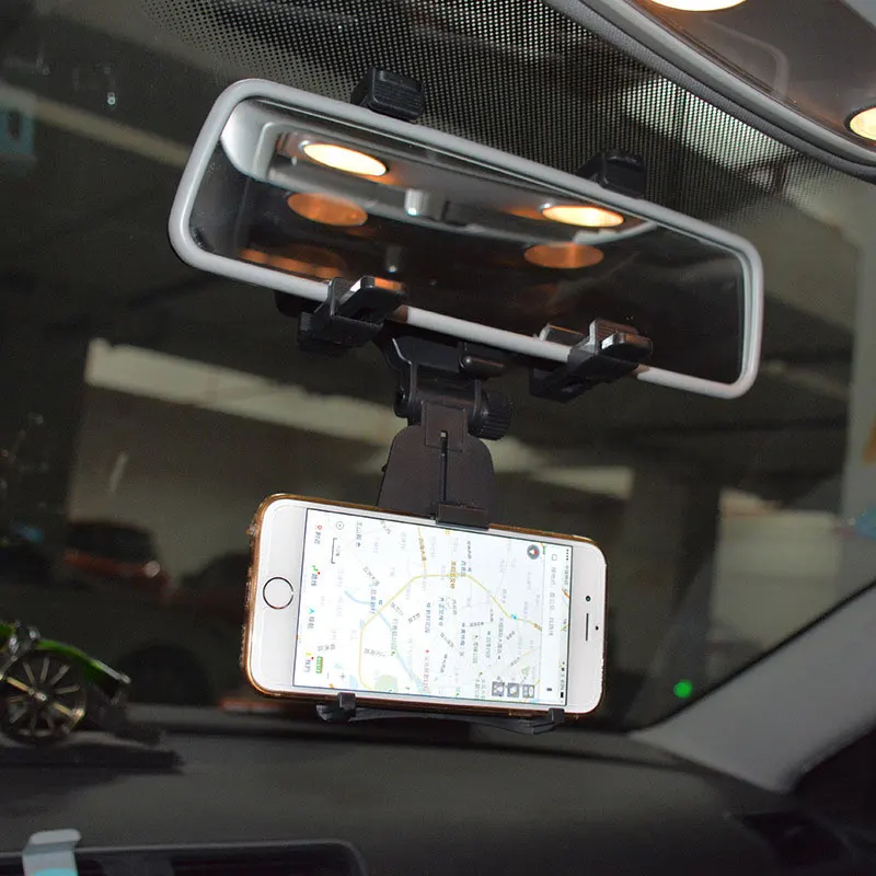 Mirror black Многофункциональный вращающийся зеркало заднего вида коврик держатель для телефона, с gps-системой 360 градусов Автомобильный держатель для смартфона подставка Универсальный держатель для телефона SMSNXY - Цвет: Mirror black