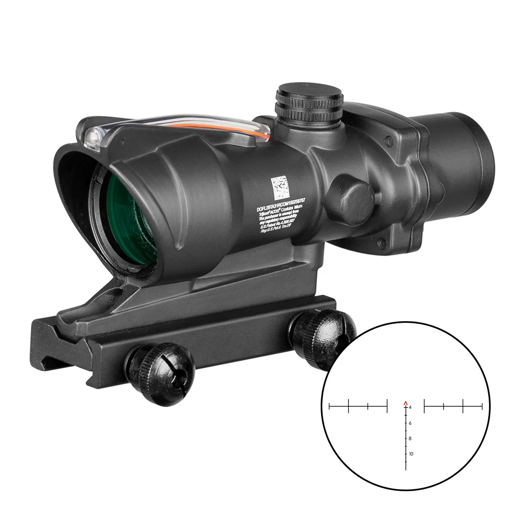Trijicon ACOG 4X32 Scope Fiber Optics Red Dot Adjustable Illuminated Chevron Glass Etched Reticle Tactical Hunting Sight - Цвет: BRChevron