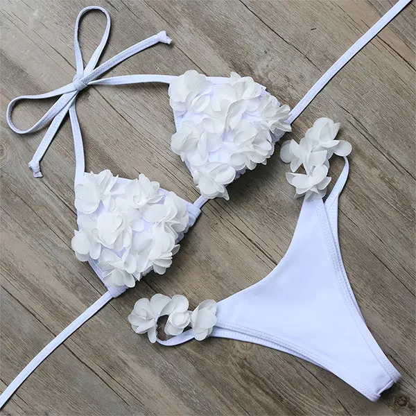 B970WH RUUHEE, бикини, купальник, женский, 3D, Цветочный, сексуальный, бикини, набор, купальник, пуш-ап, пляжная одежда, Maillot De Bain Femme Biquini - Цвет: B970WH