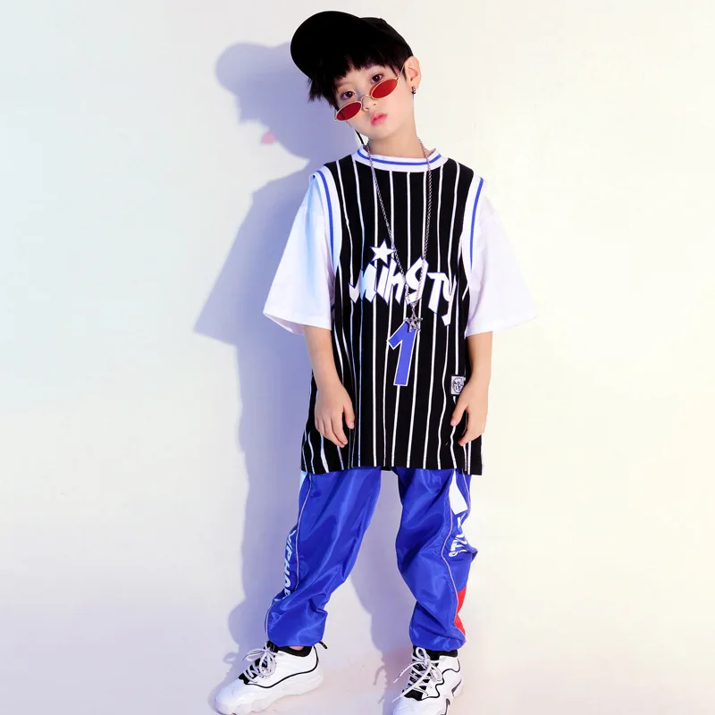 Детская Одежда для танцев в стиле хип хоп девочек и мальчиков Свободная футболка