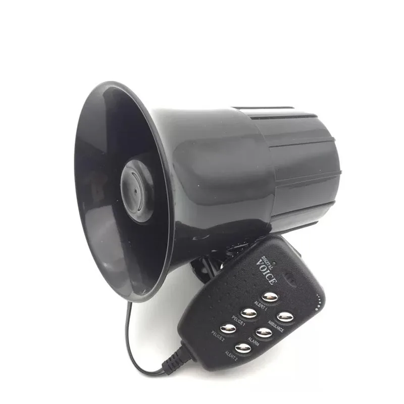 12V 110Db 30W 6 звук мотоцикла Супер громкая сирена полиции Пожарные машины скорой помощи Предупреждение сирена громкоговоритель - Цвет: Черный