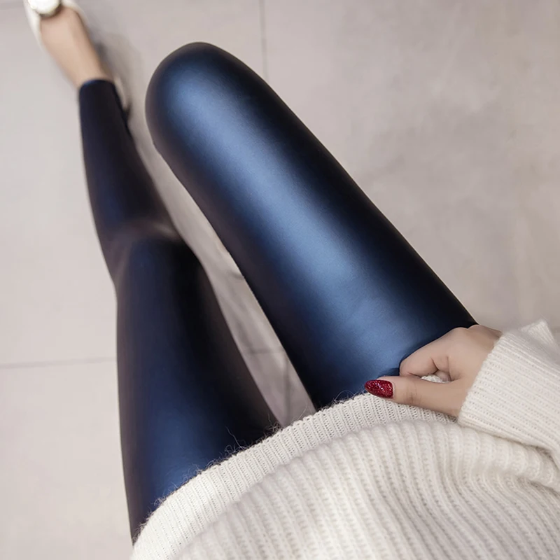 Лидер продаж кожаные леггинсы женские черные Осенние Сексуальные облегающие