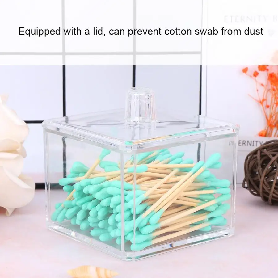 Acrylic Transparent Cotton Swab Storage Case Holder Container Organizer Makeup Brushes 4 | Красота и здоровье