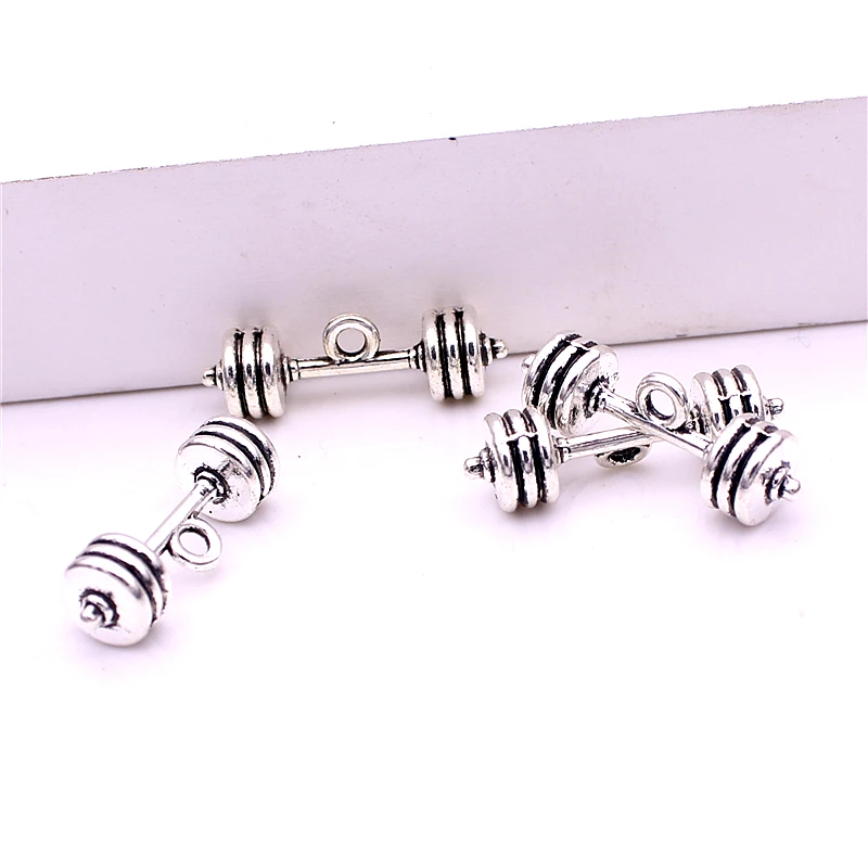 

Sweet Bell 30pcs 7.5*25MM Antique Sliver Dumbbell Weights Dangle Charms Jewelry DIY Findings Fit Bracelet Necklace D6041