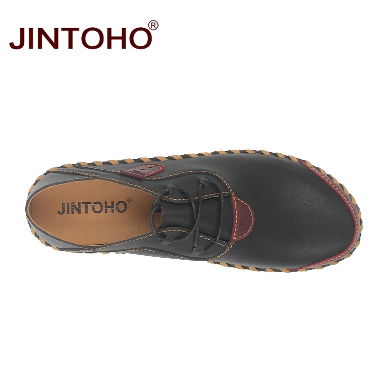 Туфли JINTOHO мужские кожаные натуральная кожа Повседневная модная обувь черные 2018 |