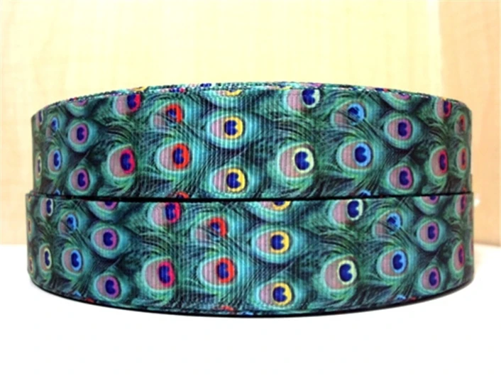 Дэвид Энджи 7/" 3/8'' 5/8 ''1'' 1,5 3 ''Павлин печатным рисунком Grosgrain ленты 5Y, сделай Сам праздник свадебные украшения, 5Yc2542 - Цвет: 22mm