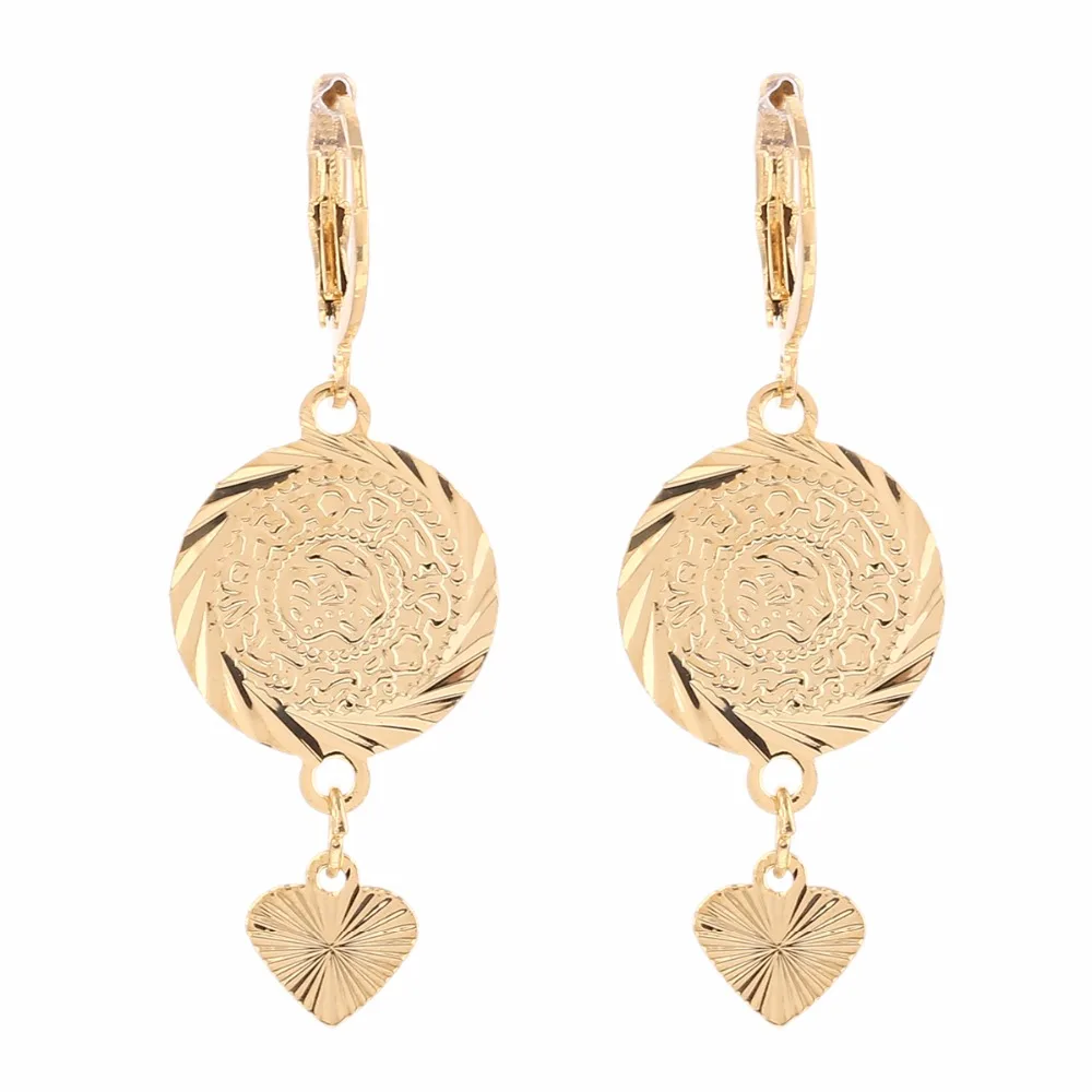 Золотые серьги в виде монет золотые мусульманские Арабские монеты сердца