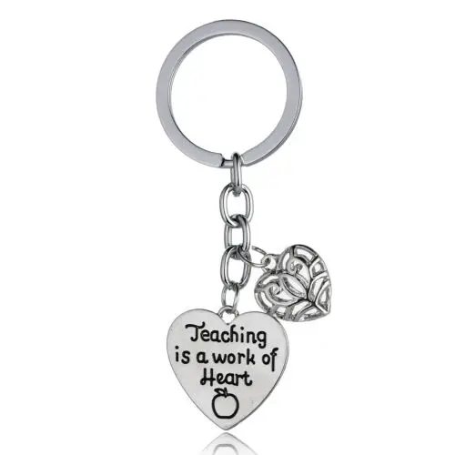 Keyring Hollow Heart Персонализированные подарки для учителей спасибо детские подарки брелок цепочка для ключей в виде яблока брелок для ключей в форме сердца кулон - Цвет: Keyring Hollow Heart