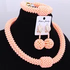 Набор ювелирных украшений в африканском стиле, светло-оранжевые, розовые, в нигерийском стиле, для свадебных украшений, один слой, шарики, индийское ожерелье, набор для женщин 2018