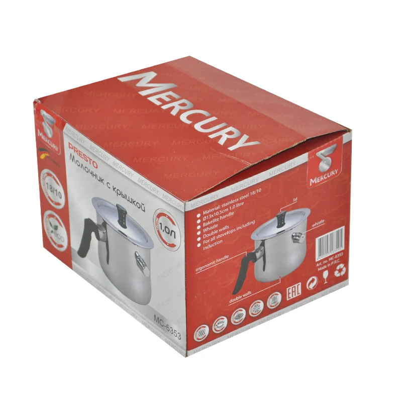 Stainless Steel Milk Boiling Pot Double Wall Whistling With Handle Induction Bottom | Дом и сад