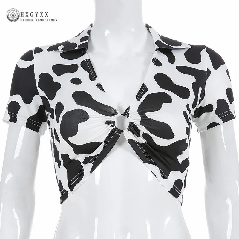 Женская футболка с V-образным вырезом и принтом в виде животных | одежда