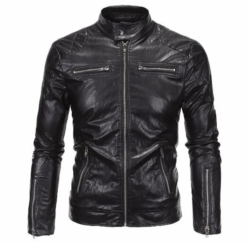 Кожаная куртка XIU LUO 5XL Классическая мотоциклетная в стиле ретро мужская кожаная