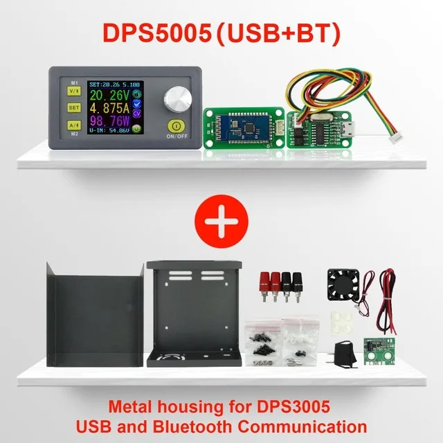 S5005 USB BT case-C1 DC DPS5005 voltaje corriente constante-де-Пасо на завязках, модулю de alimentacion программируемый de voltaje buck конвертер цвет ЖК-дисплей с алюминиевой крышкой, 50В - Цвет: S5005 USB BT case-C1