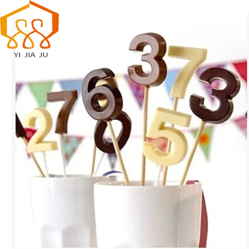 Новое поступление 3D цифровой леденец 0-9 форма силиконовая шоколадная лед кекс