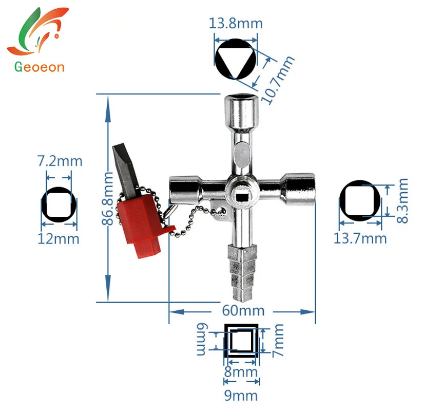 Geoeon 1 шт. 4 в Baota с перекрещивающимся ключом Многофункциональный счетчик воды ключ