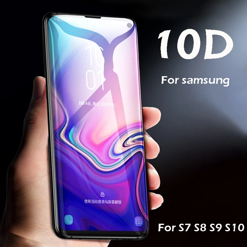 10D полный изогнутая Защитная пленка для экрана samsung Galaxy S8 S7Edge S9 S10 Plus Note 8 9 Tempered