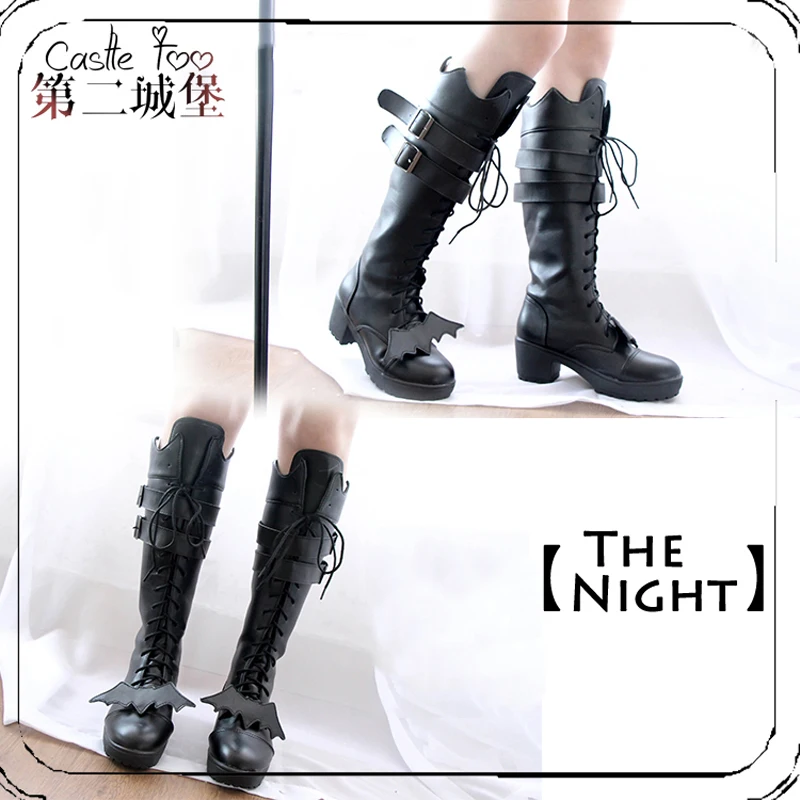 Lolita Shoes Original Black Gothic Bat Boots Long High Heels Women | Тематическая одежда и униформа