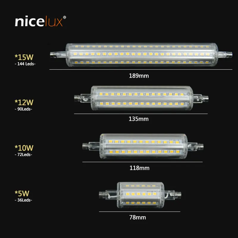 Светодиодная лампа R7S SMD 2835 189 мм 135 мм 118 мм 78 мм 220 В 110 В 15 Вт 12 Вт 10 Вт 5 Вт свет трубки заменить галогенный прожектор# 2c