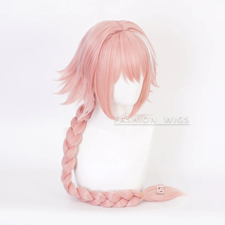 

"Fate/Apocrypha" wig "Astolfo " Cosplay Wig pink white long Wig Cap Costume wigs " Single ponytail " Synthetic Hair + Cap