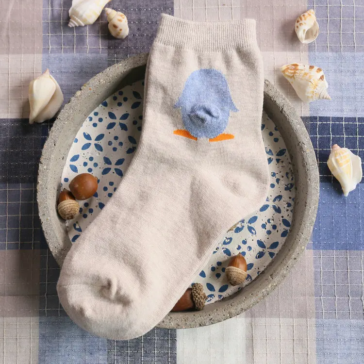 OatmealPenguinTail Носки для взрослых с изображением животных; носки с хвостом сзади; носки с изображением кролика из зоопарка; Желтая утка; Quacker; Бегемот; Кролик; Пингвин; белый медведь; милые однотонные носки для дома - Цвет: OatmealPenguinTail